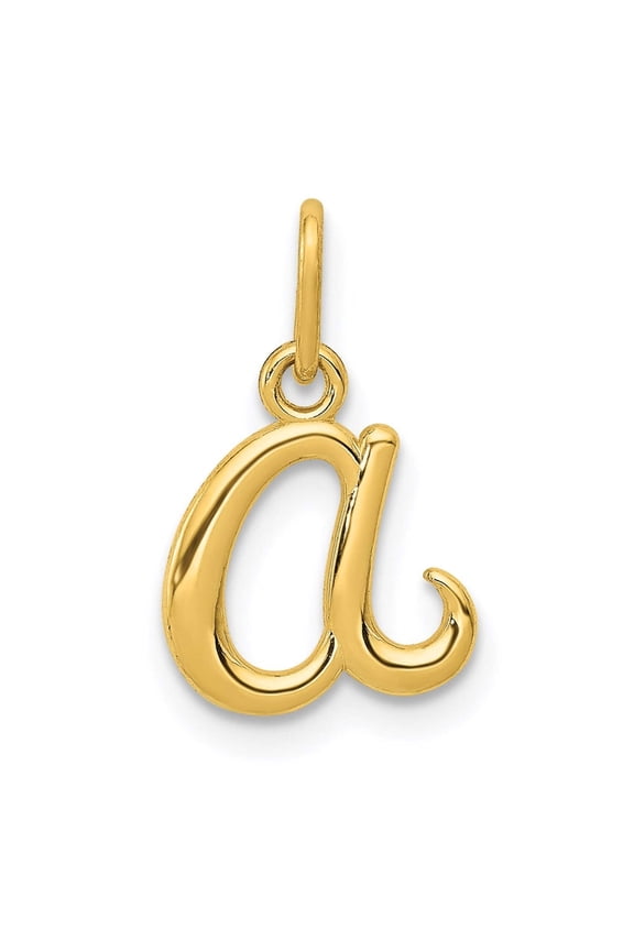 14k Yellow Gold Polished Letter Name Personalized Monogram Initial Charm 14.32x9.78mm Wide Pendant Necklace for Women