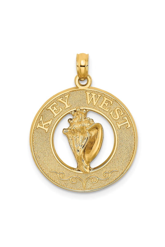 FJC Finejewelers 14k Yellow Gold Key West On Round Frame with Conch Shell Center Charm
