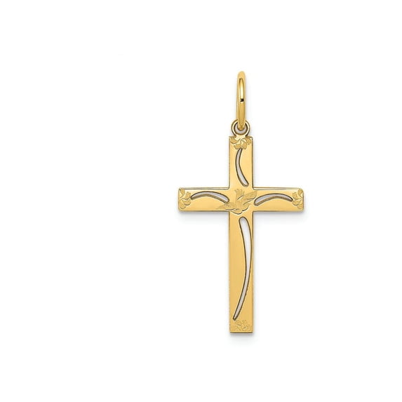 FJC Finejewelers 14k Yellow Gold Laser Designed Cross Charm 13 x 25mm