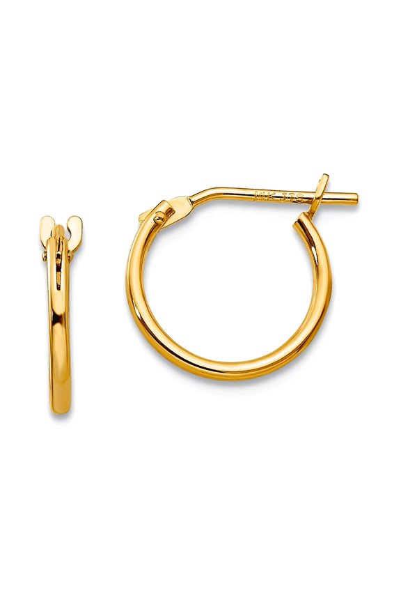 14k Yellow Gold Hollow Polished 1mm Hoop Earrings 11x11mm Hoop Earring for Women - .3 Grams