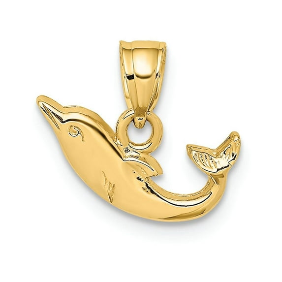 FJC Finejewelers 14k Yellow Gold Mini Dolphin Swimming Charm