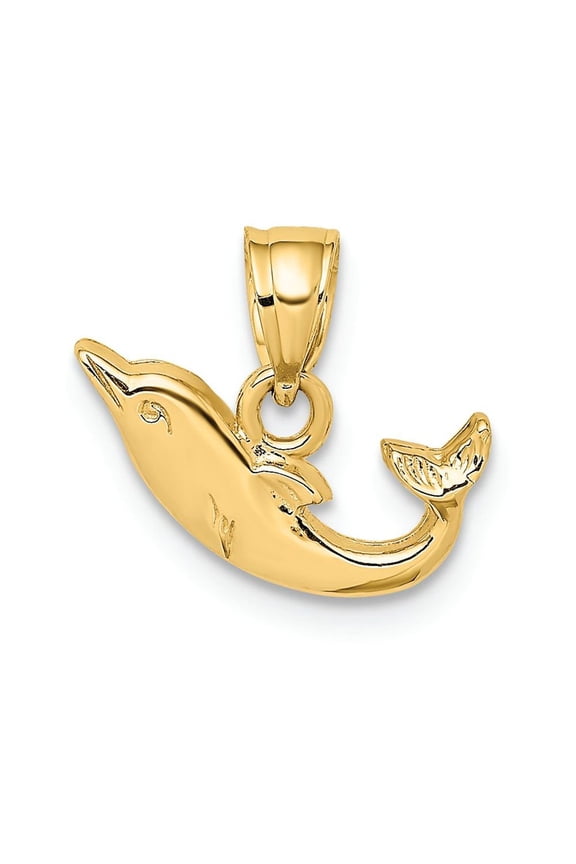 FJC Finejewelers 14k Yellow Gold Mini Dolphin Swimming Charm