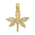 thumbnail image 1 of 14K Yellow Gold Textured Polished Finish 2-Dimensional Mini Dragonfly With Cut Out Design Wings Charm Pendant, 1 of 3