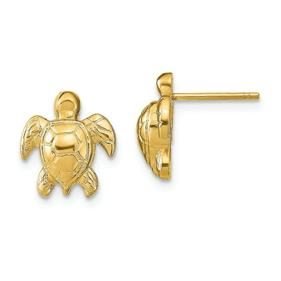 FJC Finejewelers 14k Yellow Gold Mini Sea Turtle Post Earrings Textured