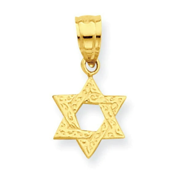 14K Yellow Gold Polish Swirls Finish Mini Small Star Of David Pendant