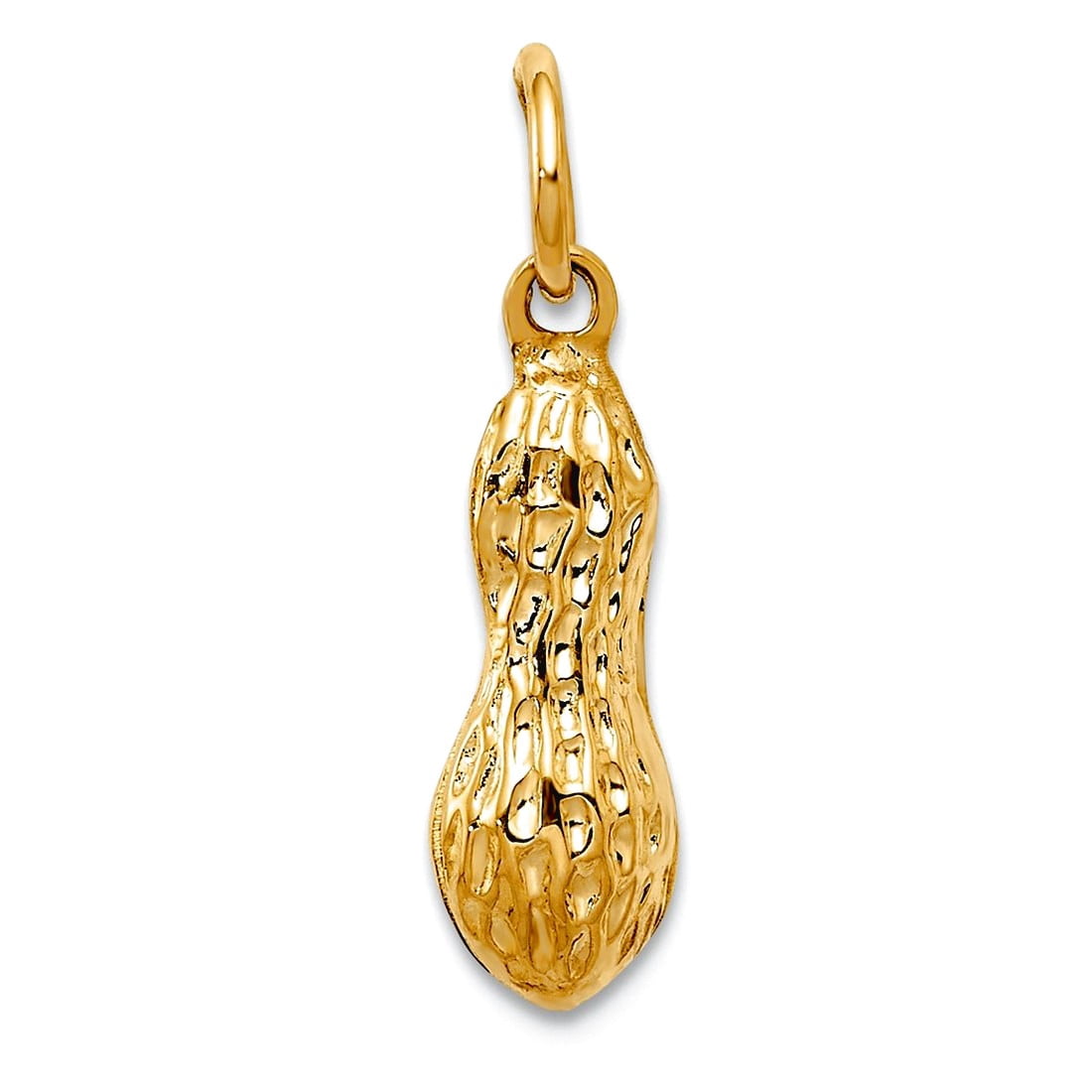 14k Yellow Gold Hollow Polished Peanut Charm 16x5mm Pendant Necklace for Women - 1.1 Grams