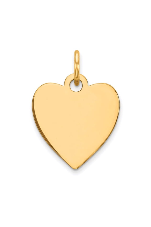 14k Yellow Gold Solid Polished Plain .013 Gauge Engraveable Love Heart Disc Charm 18x14mm Wide Pendant Necklace for Wome
