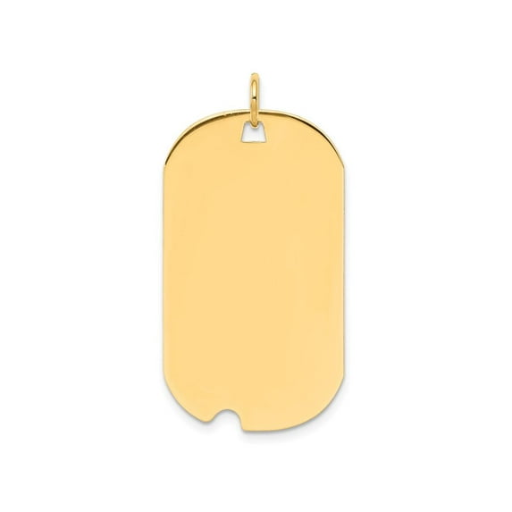 14k Yellow Gold Solid Polished Animal Pet Dog Tag Disc Charm 37x19mm Wide Pendant Necklace for Women