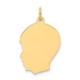 thumbnail image 1 of FJC Finejewelers 14k Yellow Gold Plain Medium .027 Gauge Facing Left Engravable Boy Head Charm, 1 of 2