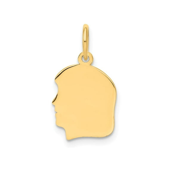 FJC Finejewelers 14k Yellow Gold Plain Small .035 Gauge Facing Left Engravable Girl Head Charm