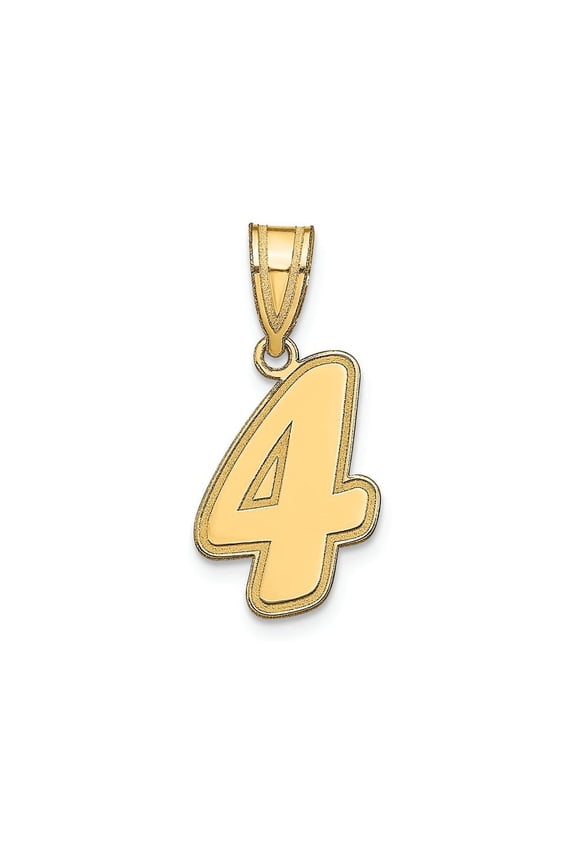 FJC Finejewelers 14k Yellow Gold Polished Script Number 4 Charm