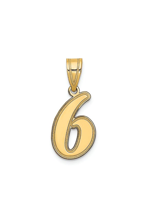 FJC Finejewelers 14k Yellow Gold Polished Script Number 6 Charm