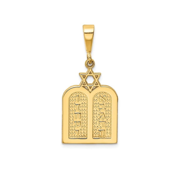 FJC Finejewelers 14k Yellow Gold Polished Ten Commandment Tablets with Star Of David Charm