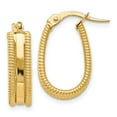 thumbnail image 1 of FJC Finejewelers 14k Yellow Gold Polished Textured Oval Hoop Earrings, 1 of 2