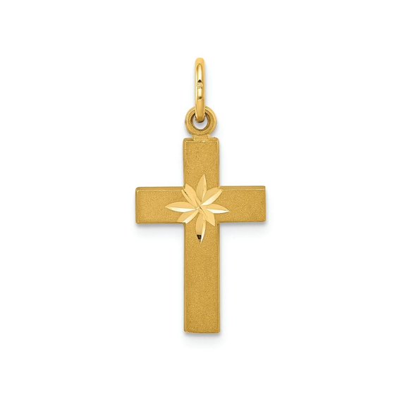 FJC Finejewelers 14k Yellow Gold Small Bright Cut Cross Charm