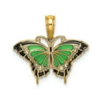 thumbnail image 1 of FJC Finejewelers 14k Yellow Gold Small Butterfly with Green Stained Glass Wings Black Outline Charm, 1 of 5