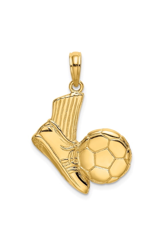 FJC Finejewelers 14k Yellow Gold Soccer Shoe Kicking Ball Charm