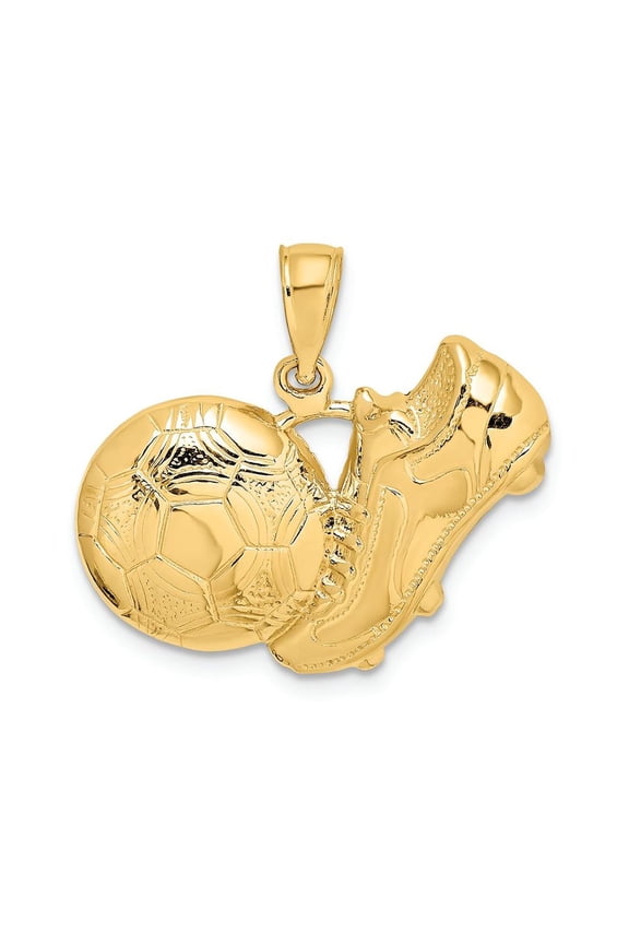 FJC Finejewelers 14k Yellow Gold Soccer Shoe Kicking Ball Charm