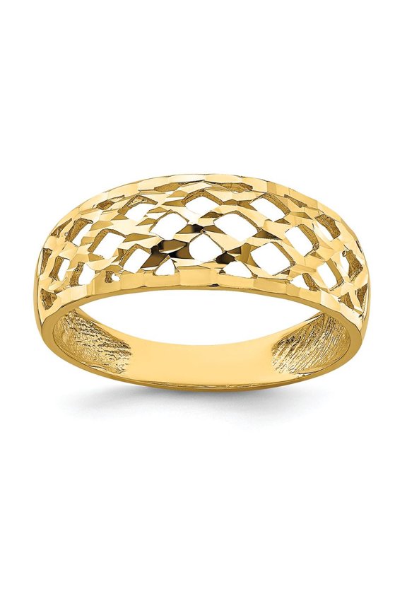 FJC Finejewelers 14k Yellow Gold Solid Bright Cut Wave Pattern Dome Charm