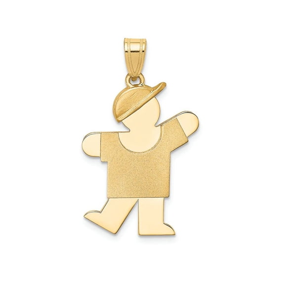 FJC Finejewelers 14k Yellow Gold Solid Engravable Boy with Hat On Left Charm