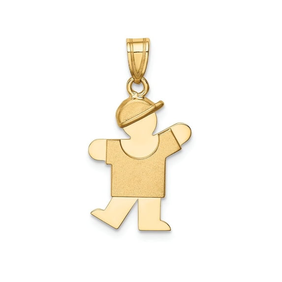 FJC Finejewelers 14k Yellow Gold Solid Engravable Boy with Hat On Left Charm