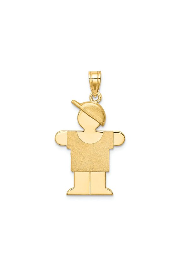 FJC Finejewelers 14k Yellow Gold Solid Engravable Boy with Hat On Right Charm 18 x 31mm