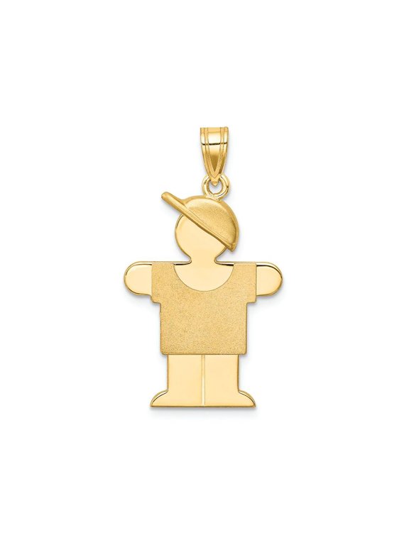 FJC Finejewelers 14k Yellow Gold Solid Engravable Boy with Hat On Right Charm 18 x 31mm
