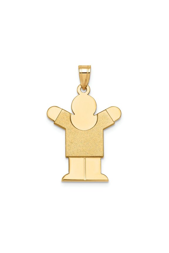 FJC Finejewelers 14k Yellow Gold Solid Satin Engravable Boy Charm 20 x 35mm