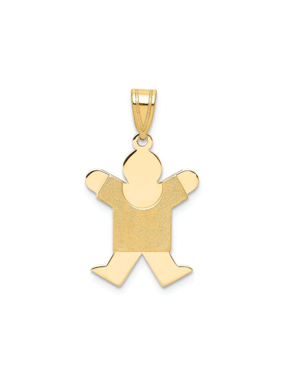 FJC Finejewelers 14k Yellow Gold Solid Satin Engravable Boy Jumping Charm