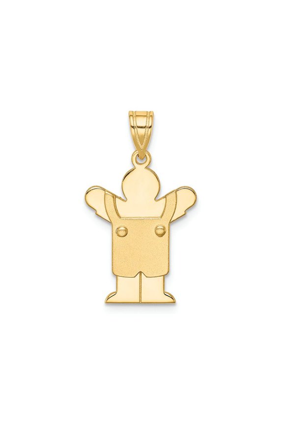 FJC Finejewelers 14k Yellow Gold Solid Satin Engravable Boy with Overalls Charm