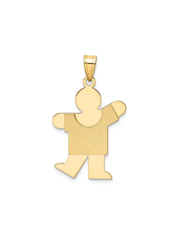 FJC Finejewelers 14k Yellow Gold Solid Satin Engravable Themed Kids Boy Charm 20 x 35mm