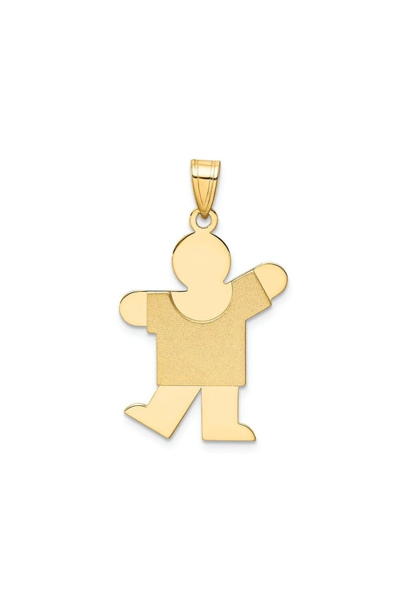 FJC Finejewelers 14k Yellow Gold Solid Satin Engravable Themed Kids Boy Charm 20 x 35mm