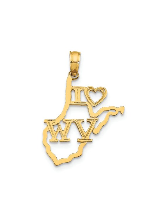 FJC Finejewelers 14k Yellow Gold Solid West Virginia State Charm