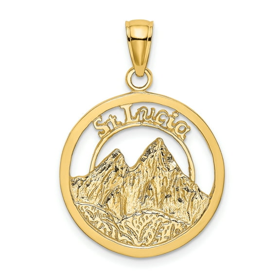 FJC Finejewelers 14k Yellow Gold St. Lucia Twin Pitons In Frame Charm