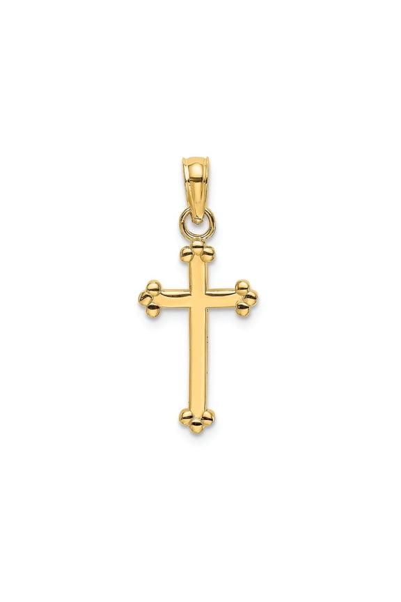 FJC Finejewelers 14k Yellow Gold Stick Cross with 3 Ball Tips Charm