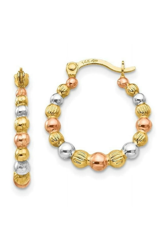 FJC Finejewelers 14k Yellow Gold Tri-color Madi K Beaded Hoop Children Earrings