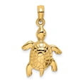 thumbnail image 1 of 14k Yellow Gold Casted Solid Textured and Polished Finish Turtle with Textured Shell Charm Pendant, 1 of 4