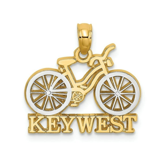 FJC Finejewelers 14k Yellow Gold with Rhod Key West Under Bicycle Tires Charm