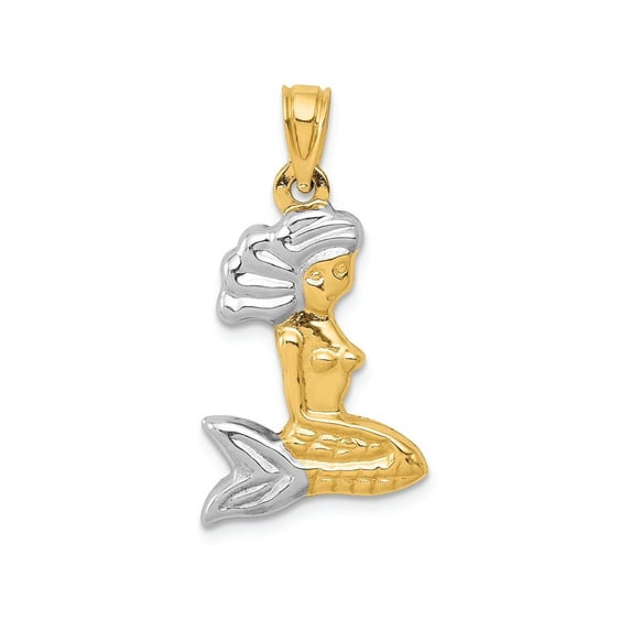 FJC Finejewelers 14k Yellow Gold with Rhodium 3d Mermaid Charm