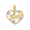 thumbnail image 1 of FJC Finejewelers 14k Yellow Gold with with Rhodium Hope In Heart Frame with Floating Flower Accents Charm, 1 of 5