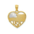 thumbnail image 1 of FJC Finejewelers 14k Yellow Gold with with Rhodium Polished American Flag Usa In Heart Charm, 1 of 6