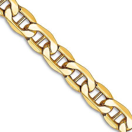 14k Yellow Gold Hollow Polished Lobster Claw Closure 5.1mm Semi-solid Nautical Ship Mariner Anchor Chain Necklace 18 Inc