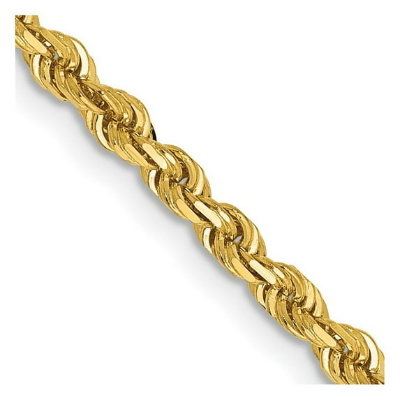 14k Yellow Gold Solid 3.0mm D Cut Quadruple Rope Chain Necklace 20 Inch Lobster Claw - Chain Necklace for Women and Men