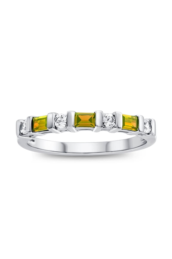 FJC Finejewelers 3x2mm Baguette Citrine and Created White Sapphire Stackable Band Ring