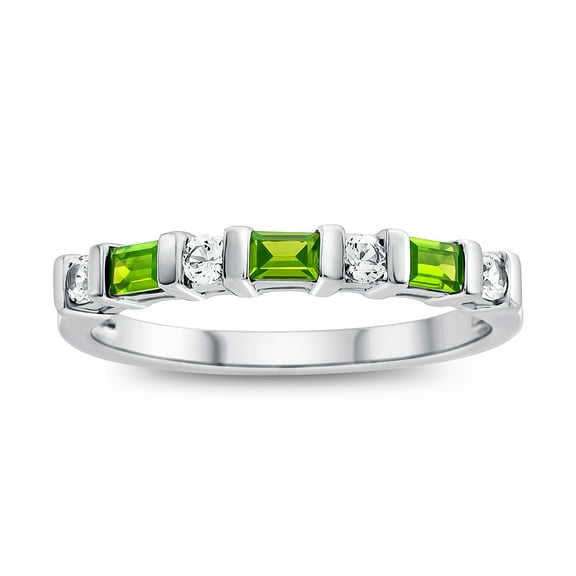 FJC Finejewelers 3x2mm Baguette Peridot and Created White Sapphire Band Ring