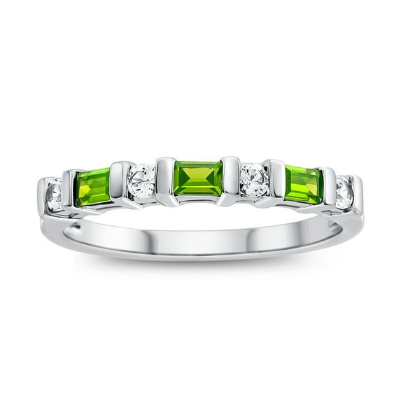 FJC Finejewelers 3x2mm Baguette Peridot and Created White Sapphire Band Ring