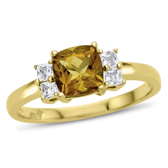 FJC Finejewelers 6x6mm Cushion-Cut Citrine and White Topaz Ring