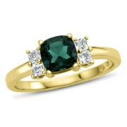 FJC Finejewelers 6x6mm Cushion-Cut Created Emerald and White Topaz Ring
