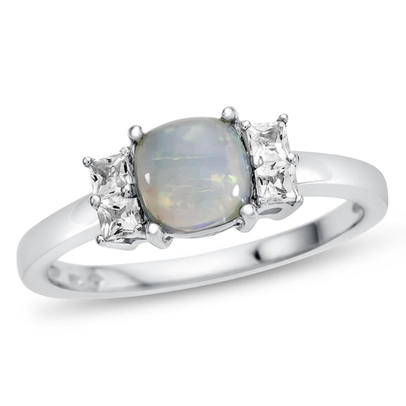 FJC Finejewelers 6x6mm Cushion-Cut Created Opal and White Topaz Ring