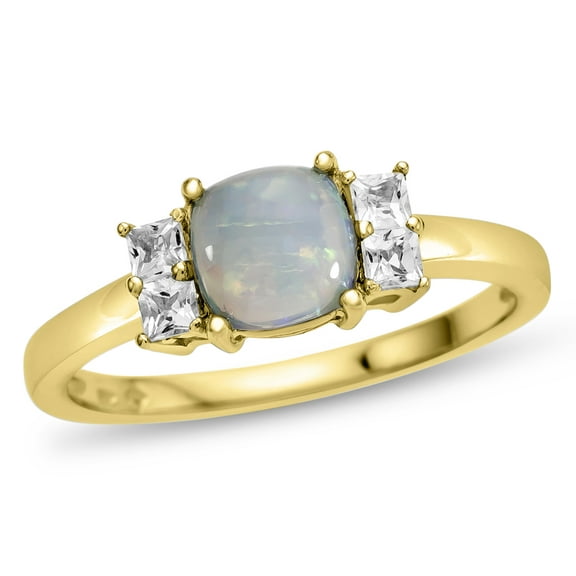 FJC Finejewelers 6x6mm Cushion-Cut Created Opal and White Topaz Ring